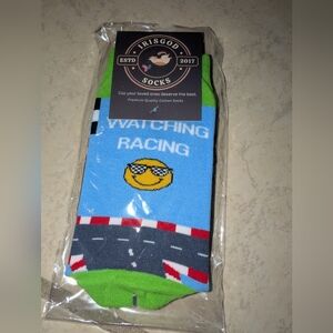 Irisgod Id Rather Be Watching Racing Men's Casual Socks Size 6-13 NWT